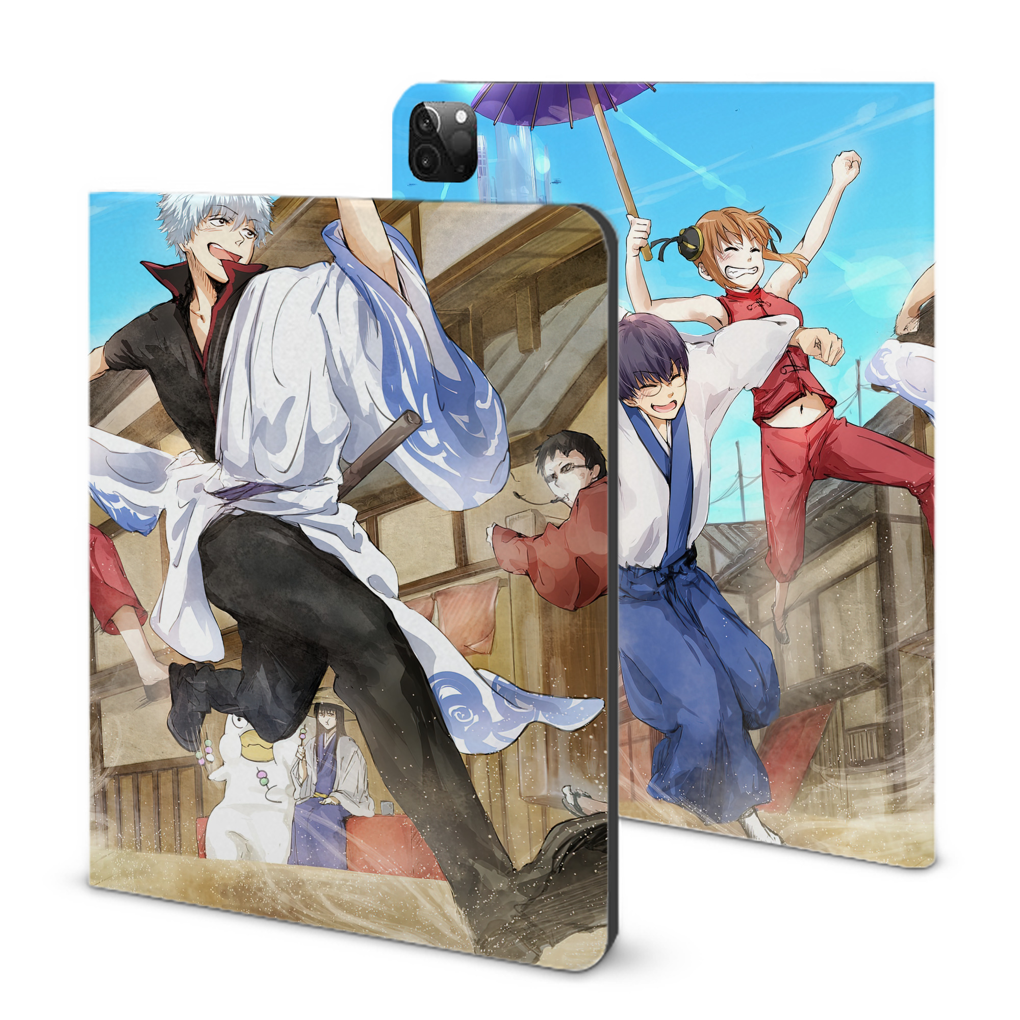 （画像用） ぎんたま 坂田銀時（さかたぎんとき） 神楽 志村新八（しむら しんぱち） GINTAMA Sakata Gintoki Kagura Shimura Shinpachi IPadケース ペンホルダー付き ブックスタイルデザイン